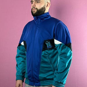 90s Sports League Vintage Men&#39;s Color Block Track Jacket - M