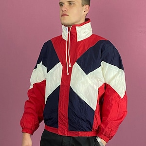 90s Vintage Men's Windbreaker Jacket - M Multicolor Nylon