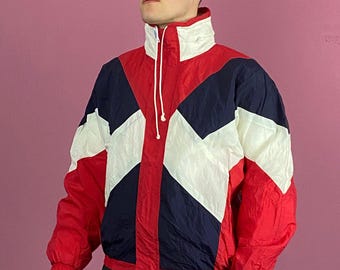 90s Vintage Men's Windbreaker Jacket - M Multicolor Nylon
