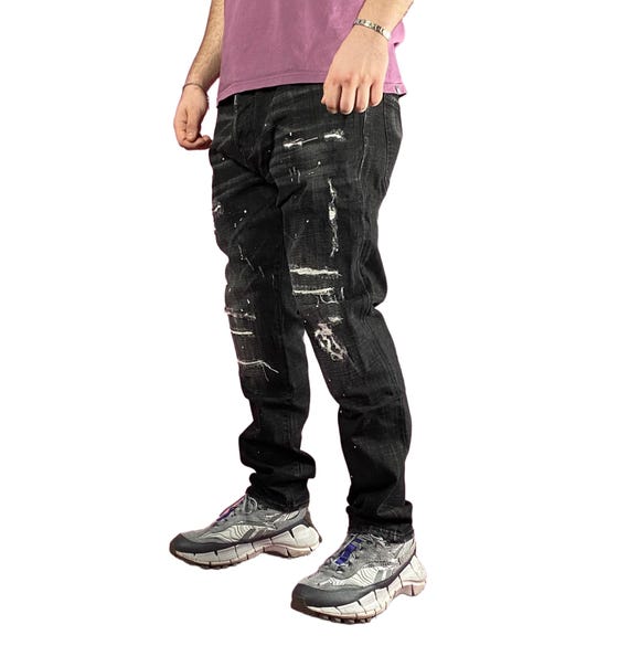 DSQUARED2 ブラック スキニーデニム Dsquared2 Black Denim Vintage Men's Tidy Biker Jeans - XL