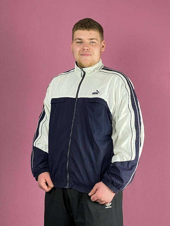 PUMA ウィンドブレーカー ジャンパー　ヴィンテージ　ネイビー　レア 90s Puma Vintage Men's Windbreaker Jacket - XXL Navy Blue