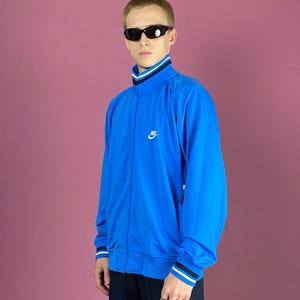 Nike Vintage Men&#39;s Track Jacket - L Blue Polyester