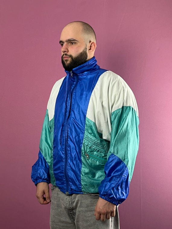 90s Vintage Men's Color Block Windbreaker Jacket - L - Etsy