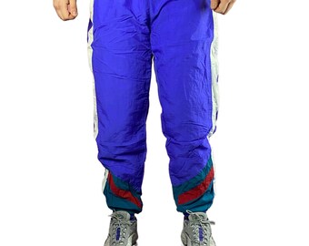 90s Vintage Men's Size Tape Track Pants - XL Blue Nylon - Etsy