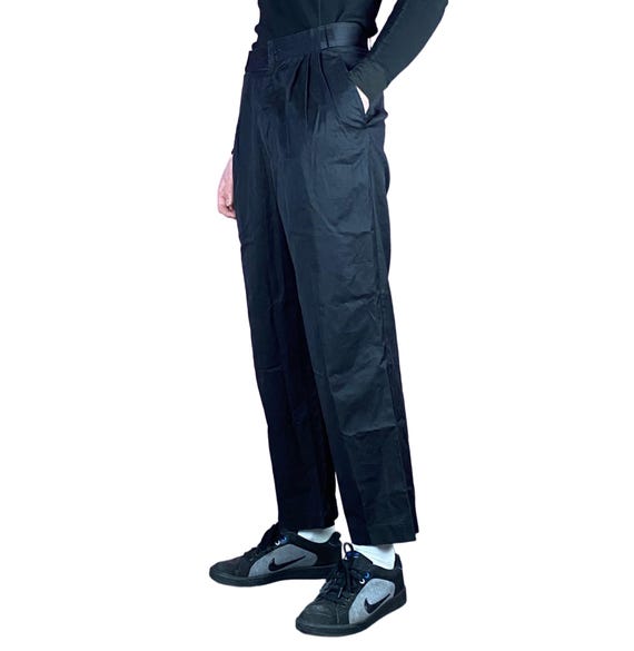 80s Gianni Versace Vintage Men's Pleated Pants - L Black 80s Gianni Versace Vintage Men's Pleated Pants - L Black