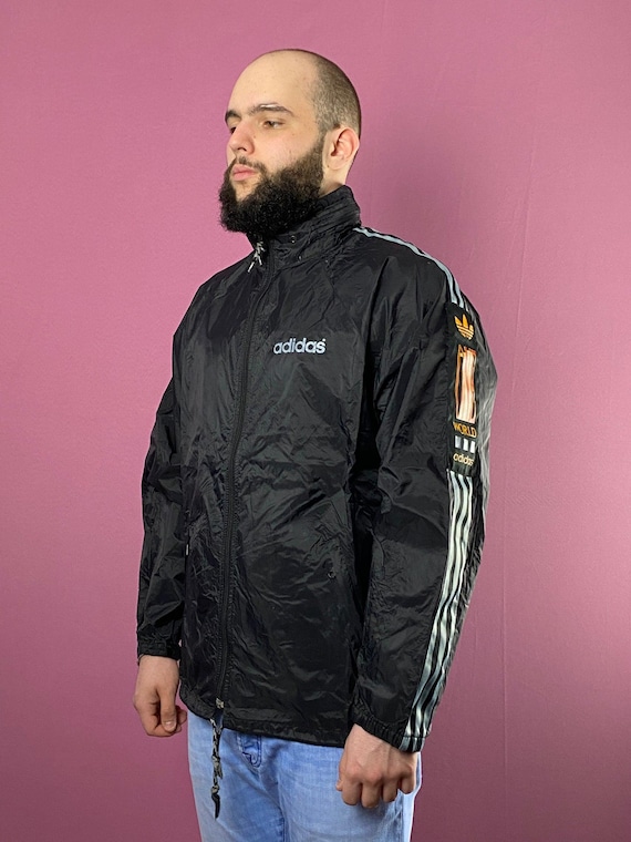 80s Adidas Vintage Men's Rain Jacket - M Black Nylon - Etsy
