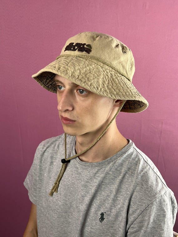Y2K Quiksilver Vintage Men's Canvas Bucket Hat - Size 58 Beige