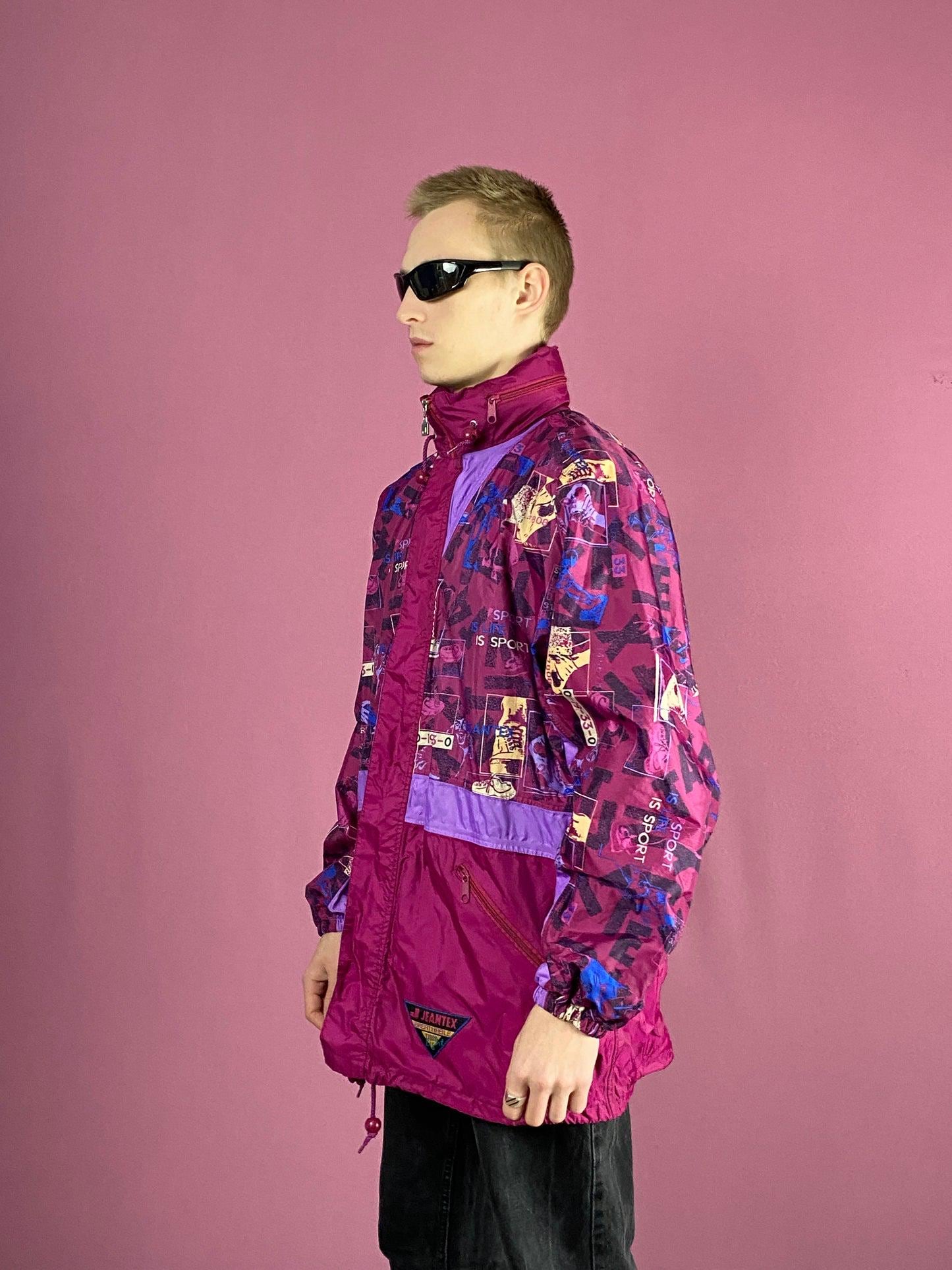 90s Jeantex Vintage Men's Abstract Rain Jacket - M Pink Nylon