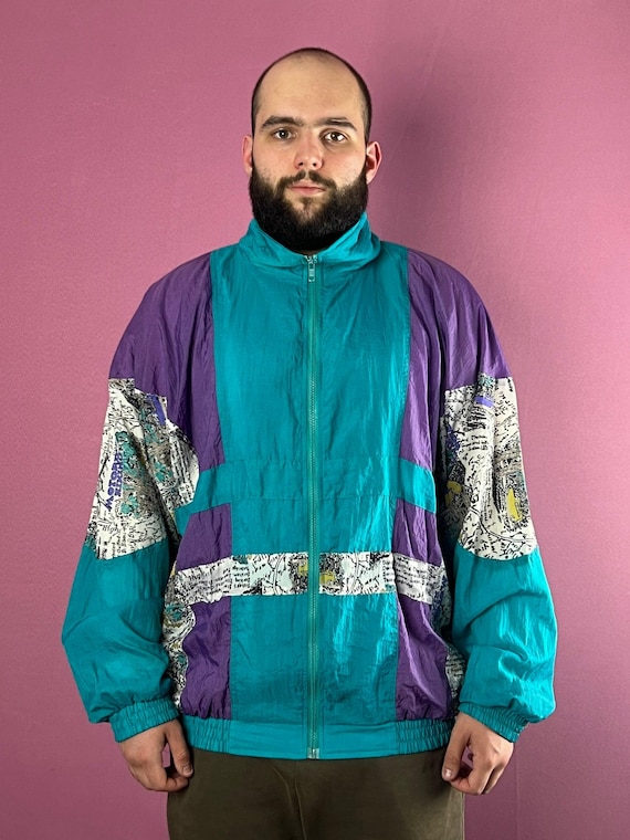 90s Rodeo Vintage Men's Сolor Block Windbreaker Jacket - XL - Etsy