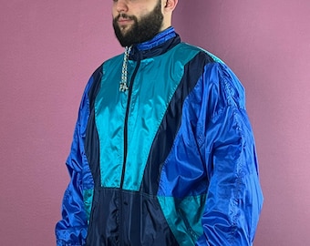 90er Jahre Vintage Herren Color Block Windjacke - XXL
