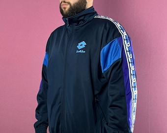 Vintage Lotto Track Jacket Size 2XL Blue 90s Sport Style Casual