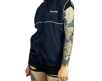 90-tals Reebok Vintage Damväst - L Marinblå Polyester