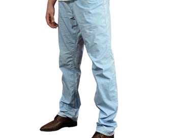 Burberry Vintage Men's Chino Pants - L Light Blue Cotton
