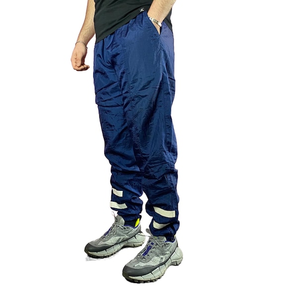 90s Active Swiss Design Vintage Men s Track Pants XL Navy Blue Nylon Etsy UK