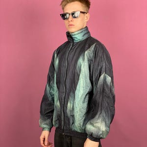 90s Sport Star Vintage Men&#39;s Windbreaker Jacket - M Gray Nylon