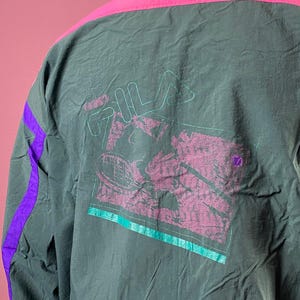 90s Fila Vintage Men's Windbreaker Jacket - XXL Gray Nylon image 4