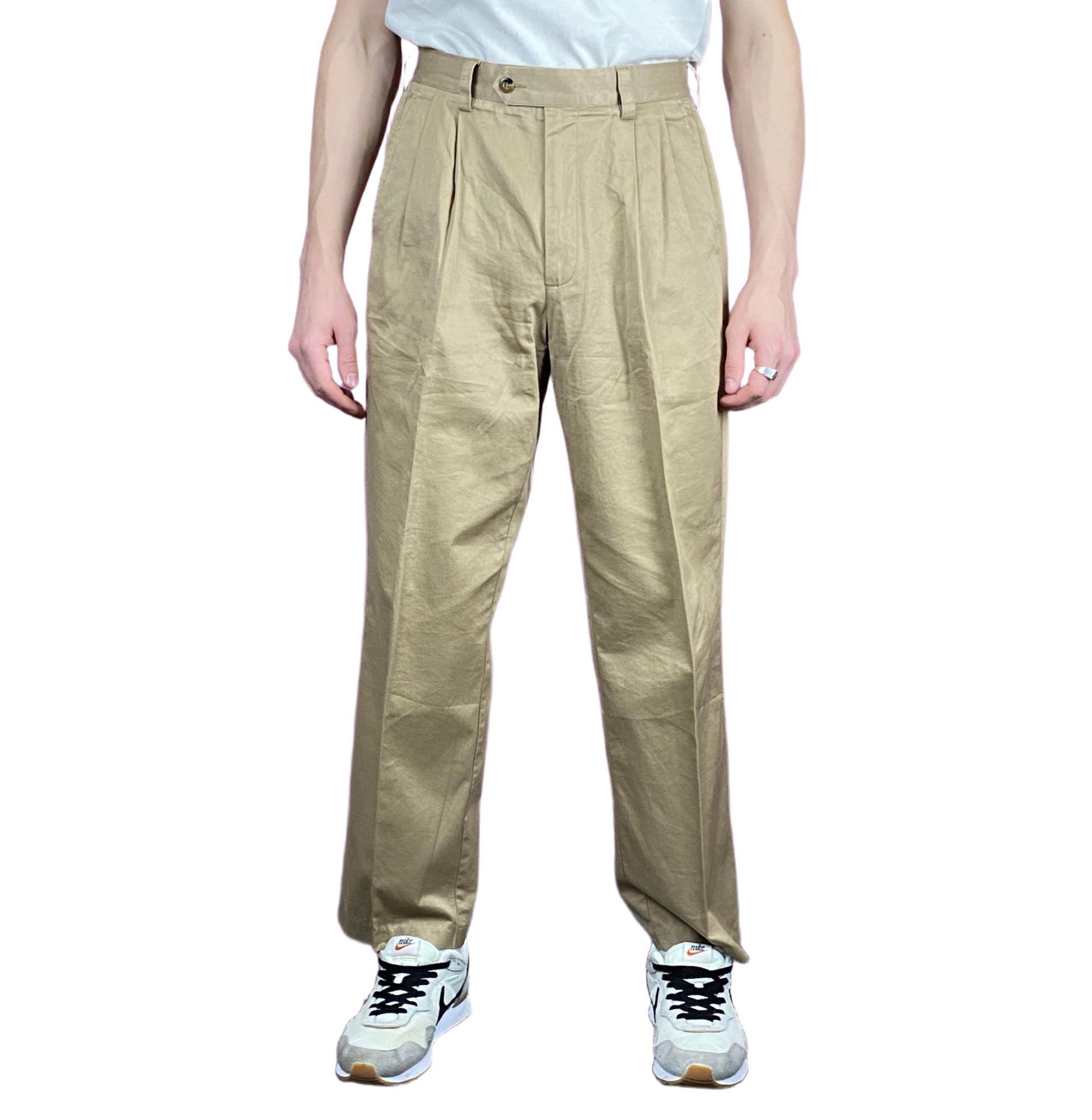 Dockers Vintage Men's Pleated Pants - 32 Khaki Cotton - Etsy