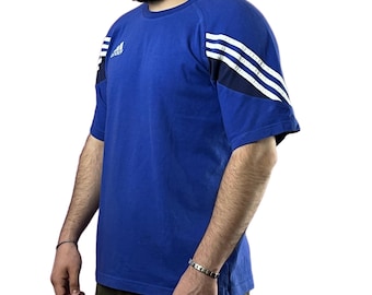 Adidas Vintage Men's T-Shirt - L Blue Cotton Blend