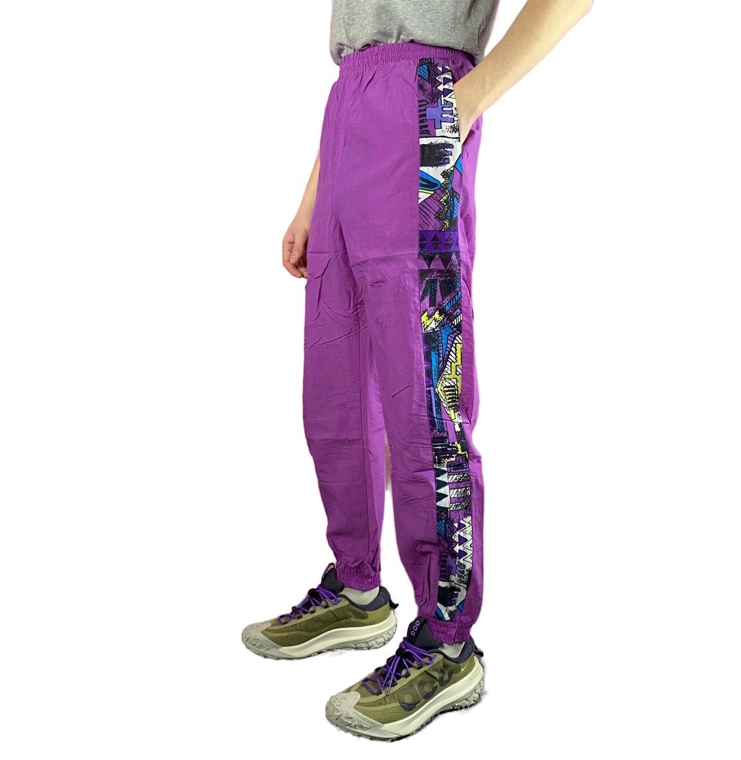 パンツ 90s vintage slacks mat purple Men's Dark Purple Gabardine Wide Leg Stretch Dress Pants