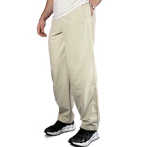 Y2K Nike Vintage Men's Straight Track Pants - M Cream Polyester