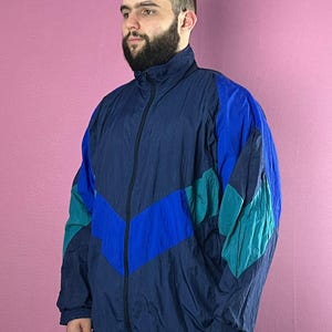 90s Vintage Men's Color Block Windbreaker Jacket - XL
