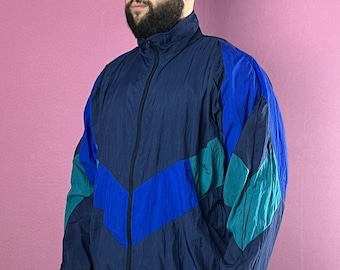 90er Jahre Vintage Color Block Herren Windjacke Jacke - XL