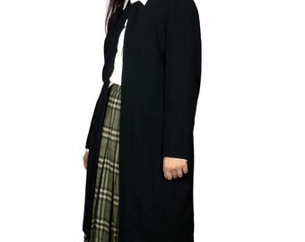 90s Giorgio Armani Vintage Women&#39;s Coat - M Black Silk Blend