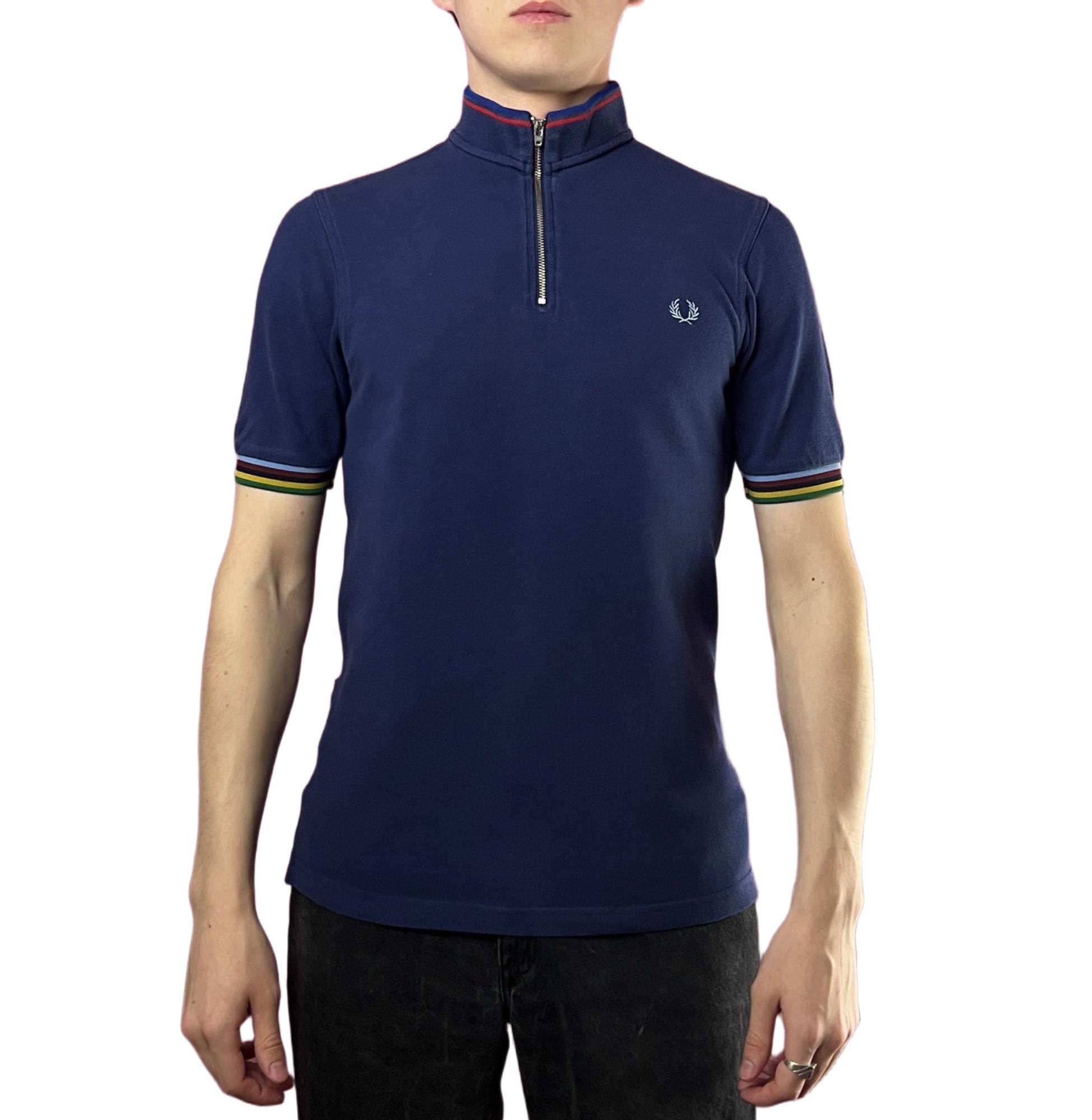 【激レア】FRED PERRY×BRADLEY WIGGINS★ポロシャツ FRED PERRY Mens XS Bradley Wiggins Short Sleeve 1/4 Zip Polo
