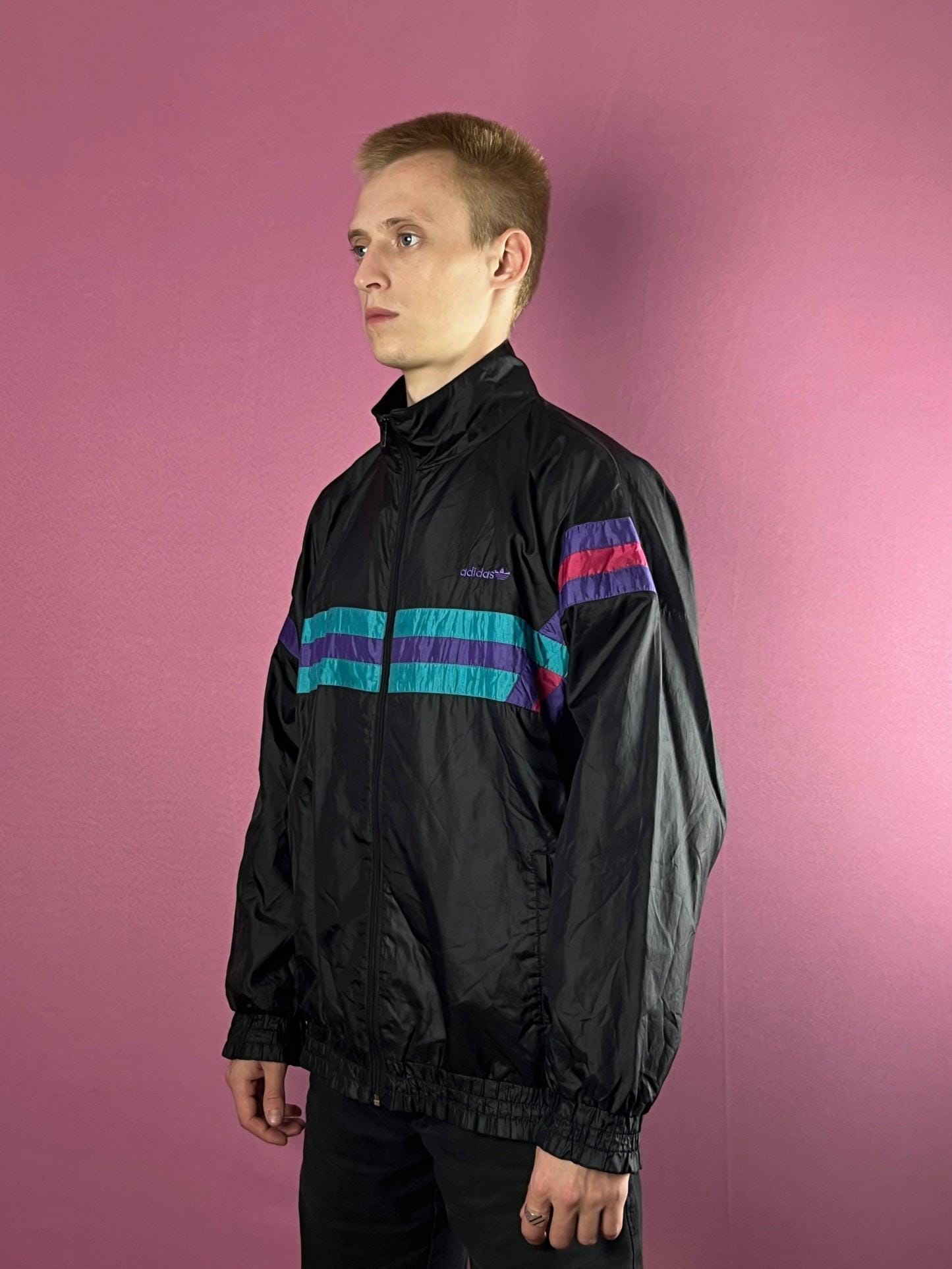 ★激レア★90s adidasレインボージャージMENS S-M 90s Adidas Originals Vintage Men's Color Block Striped Windbreaker