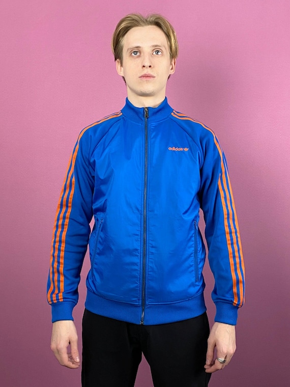 Adidas Vintage Men's Track Jacket - S Blue Polyester Blend - Etsy