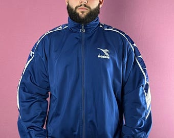 90s Diadora Vintage Men's Side Tape Track Jacket - L