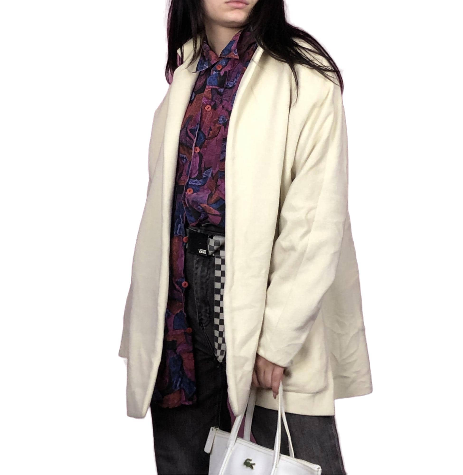 Jil Sander Vintage Women's No Closure Coat - S White Wool Blend - Etsy