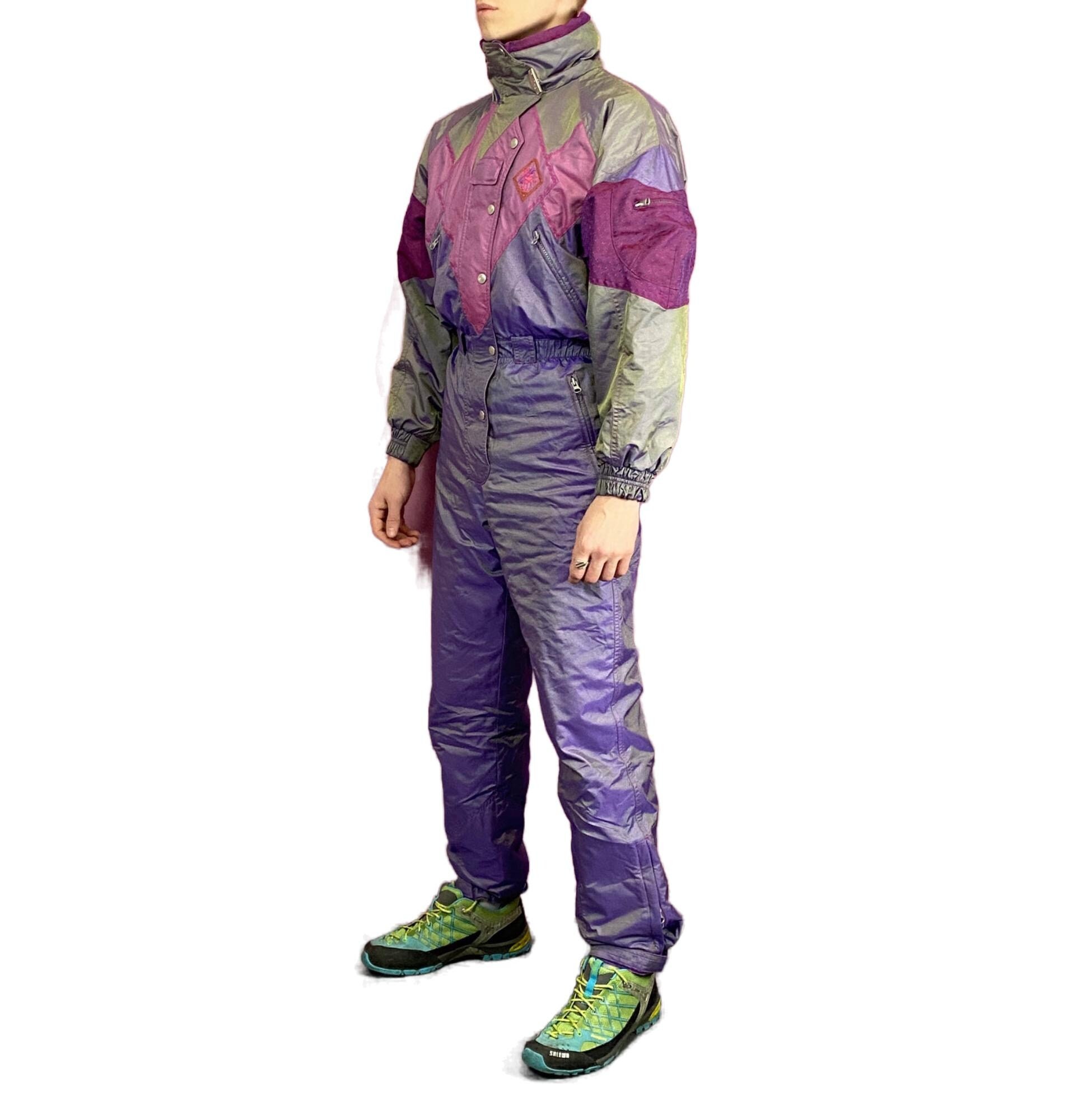 90s Vintage Men's One Piece Ski Suit - S Multicolor Nylon