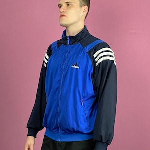Adidas Vintage Men&#39;s Track Jacket - M Blue Polyester