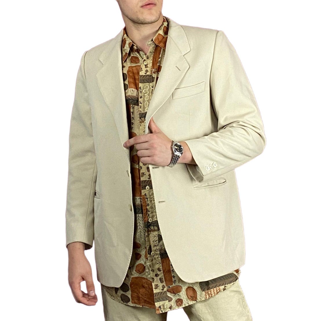 Guy Laroche Vintage Men's Suit Blazer Jacket - M Beige Wool - Etsy