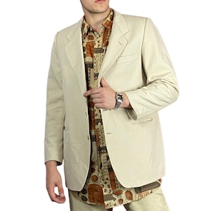 Guy Laroche Vintage Men&#39;s Suit Blazer Jacket - M Beige Wool