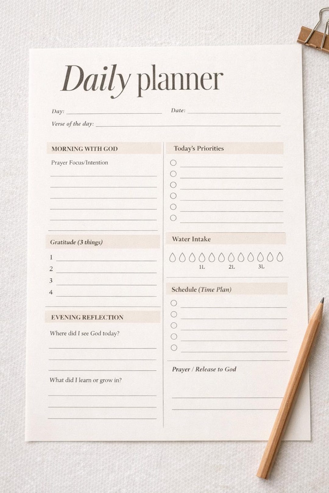 Christian Daily Planner Printable Template - Etsy