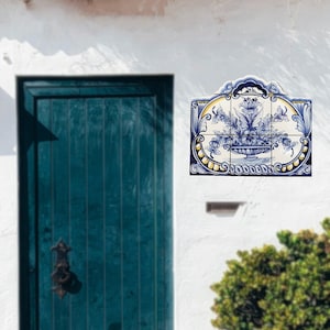 Portuguese Hand Painted Tiles Sign, Portuguese Flowers Jar Hand Painted Tile Mural, Portuguese Tiles, Ceramic Tiles