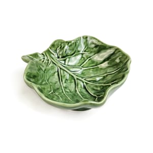 Vintage Portugal Green Cabbage Leaf Large Bowl