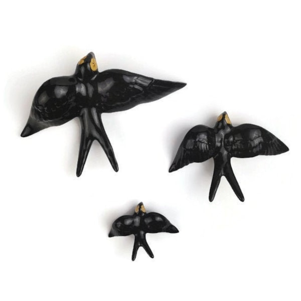 Set of 3 Ceramic Swallow, Golondrina, Andorinha, Hirondelle, Wall Decoration, Baby nursery decor