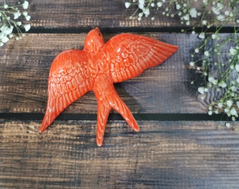 Ceramic red color portuguese swallow wall decor swallow (18cm*13cm)