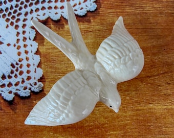 Keramiek witte kleur Portugese zwaluw wanddecoratie zwaluw (13 x 9 cm)