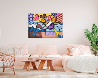 Handpainted toast of love canvas wall art