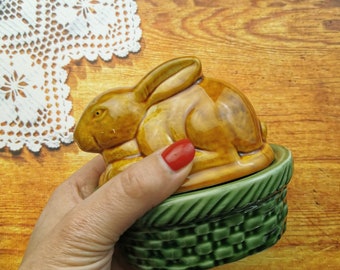 Rabbit ceramic pot, portuguese egg basket