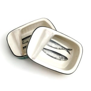 Coral Ceramic can with sardines home decor 11.57cm image 5