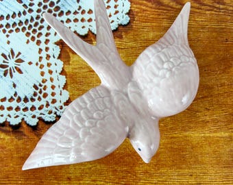 Ceramic light pink color portuguese swallow wall decor swallow (18cm*13cm)