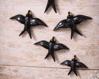 陶器製黒色ポルトガルツバメ壁飾りツバメ（18 cm×13 cm）
