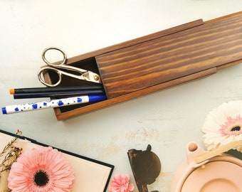 Personalized Wood pencil case Slide top Box, personalized gift