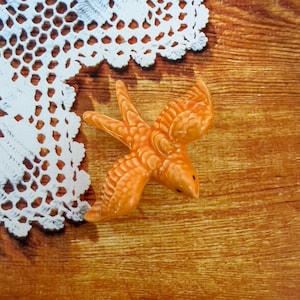 Mini Ceramic Orange color with magnet portuguese swallow  decor swallow (7.5 x 5cm)
