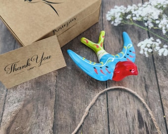 Colorful Ceramic Swallow: Portuguese Wall Decor (10cm x 9cm)